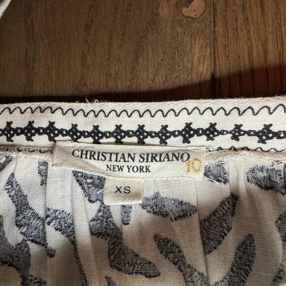 Christian Siriano Boho Linen Cropped Square-Neck Top with Lace Size XS - Picture 3 of 4